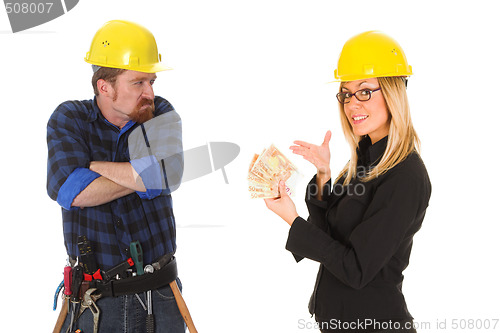 Image of construction worker and businesswoman