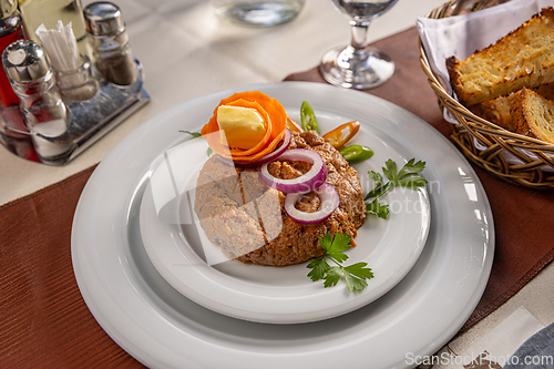 Image of Gourmet tartar raw from beef fillet