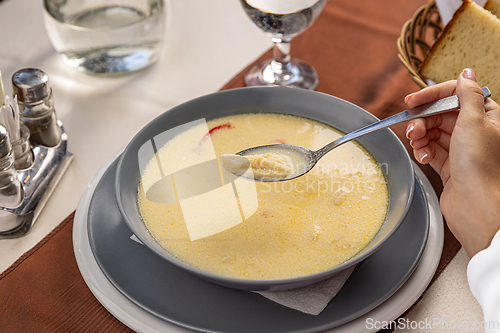 Image of Traditional romanian dish tripe soup