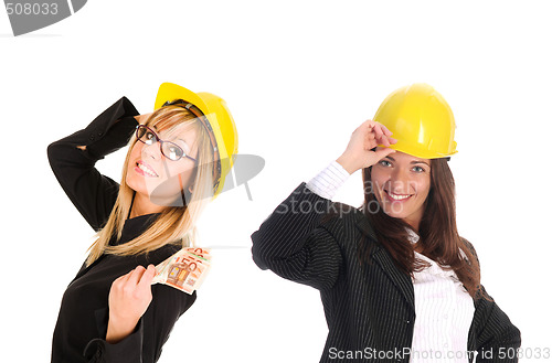 Image of two businesswoman with with earnings