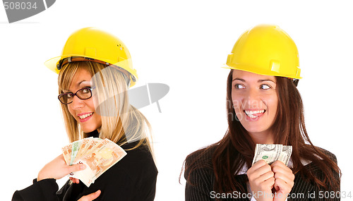 Image of two businesswoman with with earnings