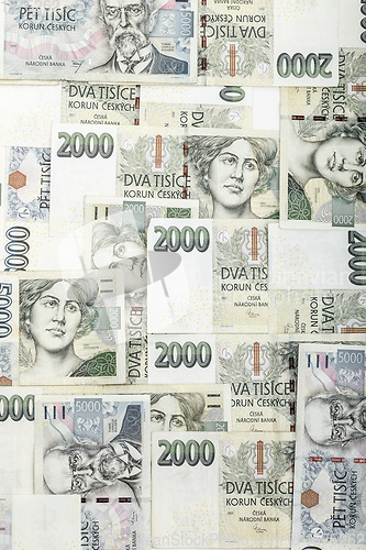 Image of czech banknotes crowns, money concept crisis