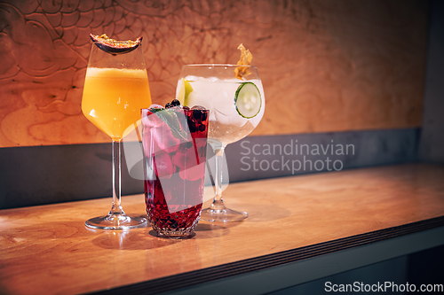 Image of Three different alcoholic cocktails