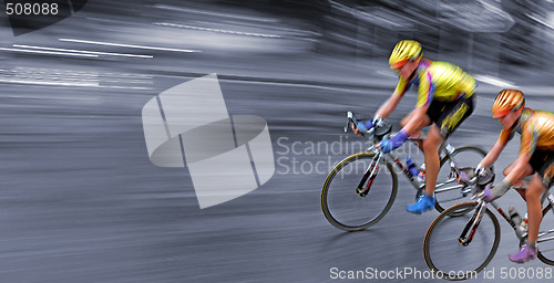 Image of Race, rally, speedy bicyclists in motion