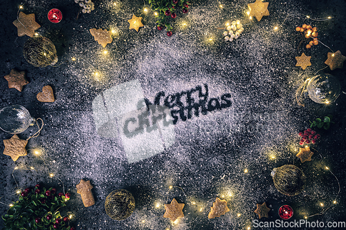 Image of Merry Christmas text in snow