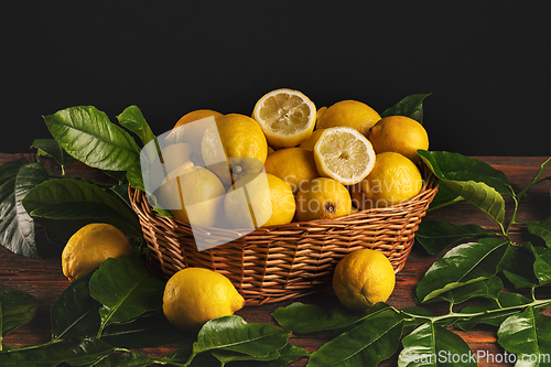 Image of Basket of fresh lemons