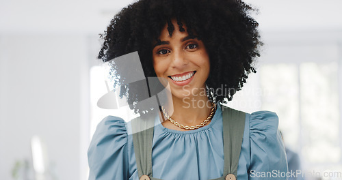 Image of Face, business and black woman with tablet, connection and social media. Portrait, African American female or leader for digital marketing, fintech or communication for brand development or corporate