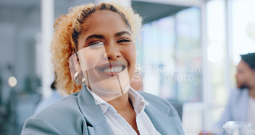 Image of Business woman, portrait or manager for office meeting, boardroom training or diversity teamwork in collaboration. Smile, happy or corporate leadership in global finance company for strategy planning