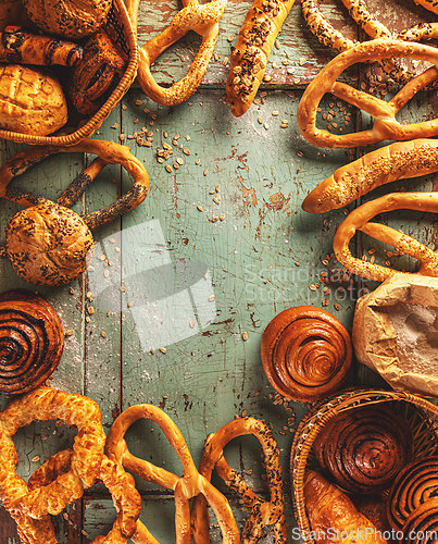 Image of Frame of fresh sweet bakery assortment