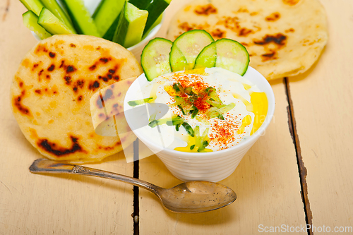 Image of Arab middle east goat yogurt and cucumber salad