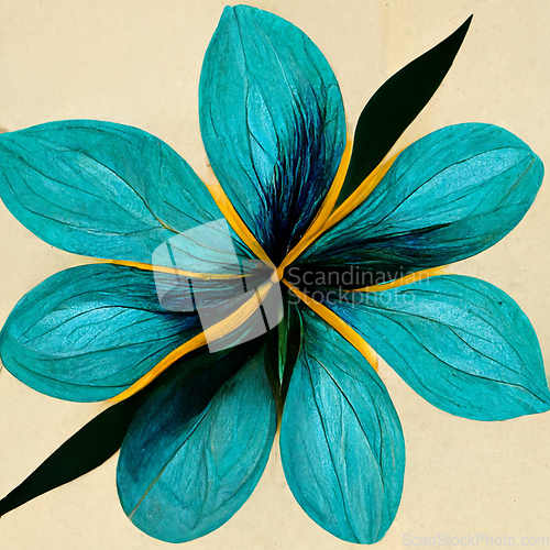 Image of Blue and yellow abstract flower Illustration