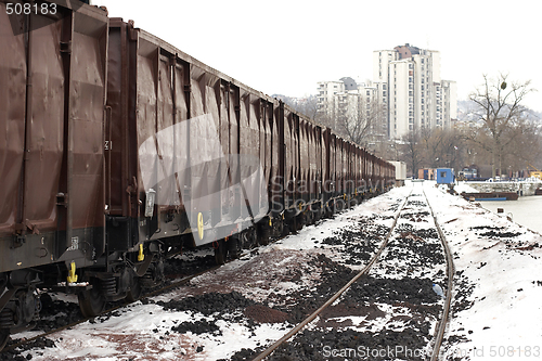 Image of trains in freight yard winter