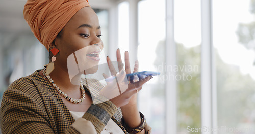 Image of Black woman, face and phone call, speaker phone and communication with networking, negotiation and virtual meeting. Business woman, professional with smartphone for corporate call or telemarketing.