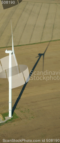 Image of aerial view of a windturbine 