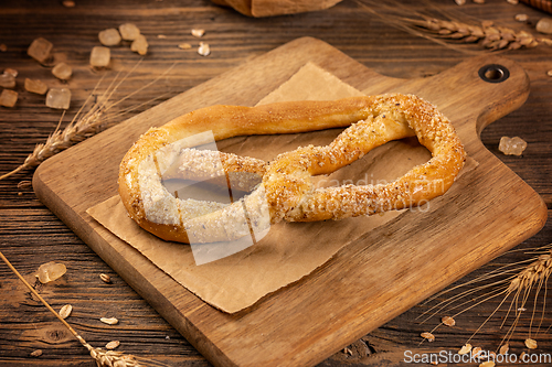 Image of Freshly baked sweet pretzel