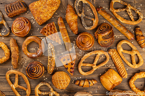 Image of Flat lay of various bakery product concept