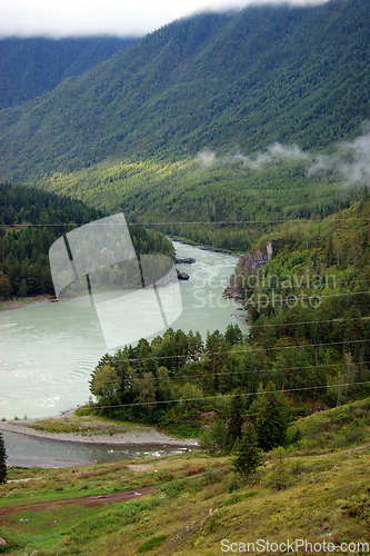 Image of Type with mountains on greater and tempestuous river