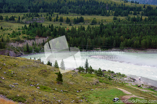 Image of Landscape mountain yard in mountain Altaya year daytime