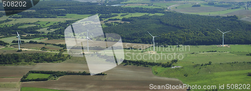 Image of Panoramic and aerial view of wind farm