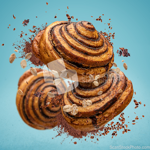 Image of Cinnamon rolls buns with cocoa filling