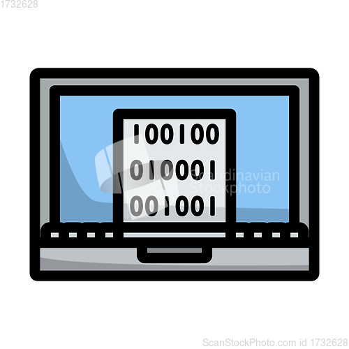 Image of Laptop With Binary Code Icon