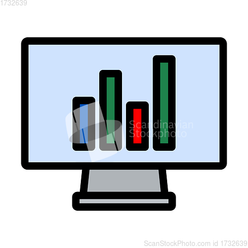 Image of Monitor With Analytics Diagram Icon