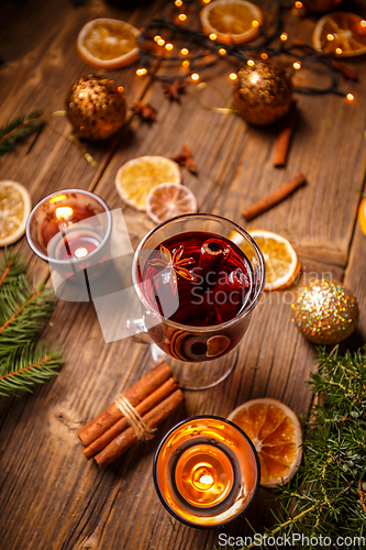 Image of Glass with hot red wine