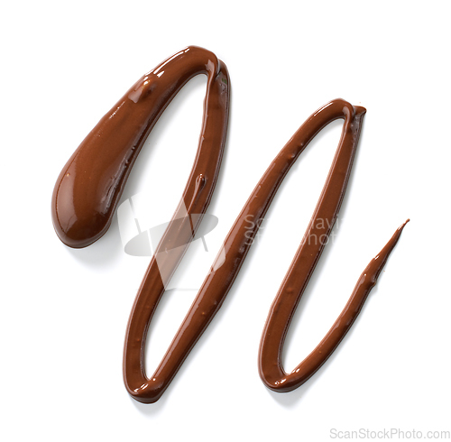 Image of melted chocolate on white background