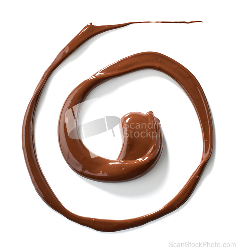 Image of melted chocolate on white background