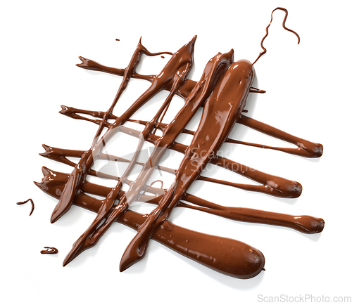 Image of melted chocolate on white background