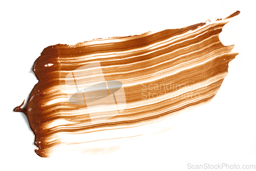 Image of melted chocolate on white background