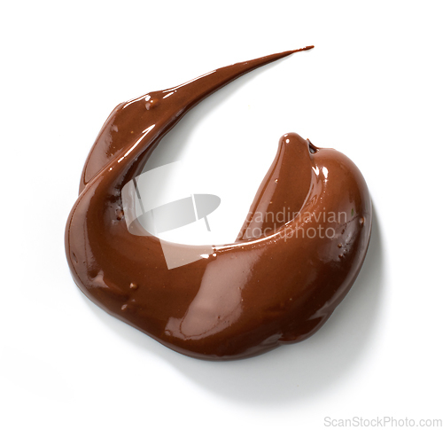 Image of melted chocolate on white background