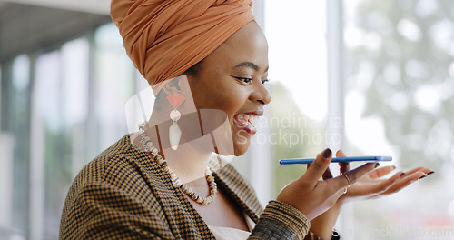 Image of Black woman, face and phone call, speaker phone and communication with networking, negotiation and virtual meeting. Business woman, professional with smartphone for corporate call or telemarketing.