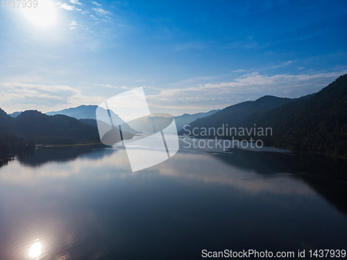 Image of Aerial view on Teletskoye lake in Altai mountains