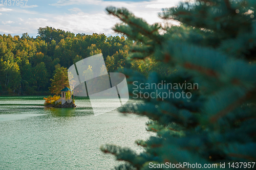 Image of Summer landscape of lake with crystal and fresh water Aya