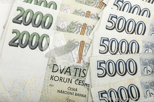 Image of czech banknotes crowns, money concept crisis