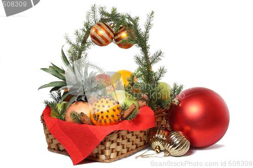 Image of Christmas basket with fruit