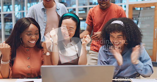 Image of Business, team and applause for celebration, corporate deal and marketing campaign in modern office. Staff, teamwork and clapping for group project, target achievement and goal for collaboration.