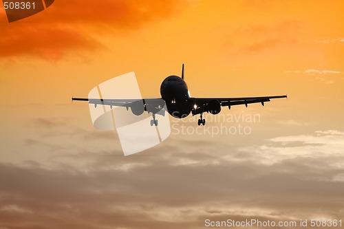 Image of air plane sunset