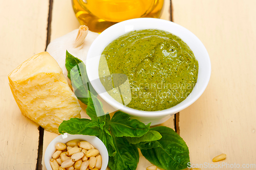 Image of Italian basil pesto sauce ingredients