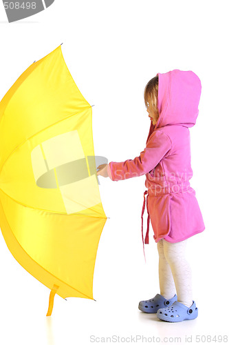 Image of girl with yellow umbrella 