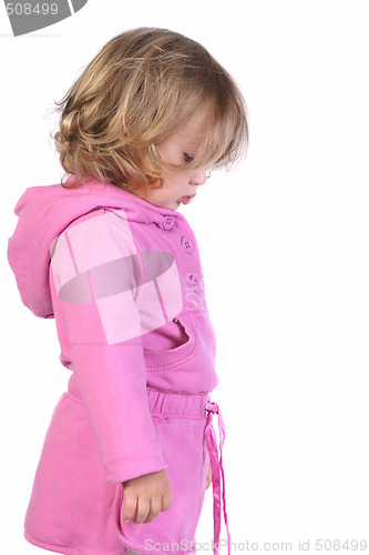 Image of beauty a little girl looking down 