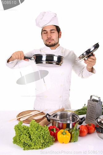 Image of chef smelling 