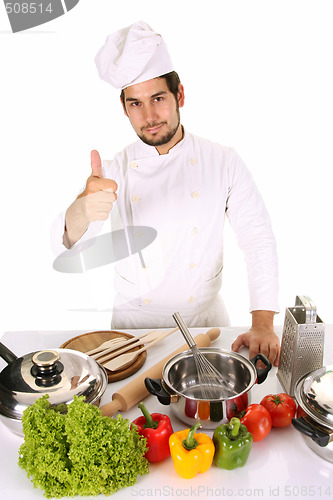 Image of young chef preparing lunch