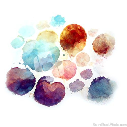 Image of Multicolored splash watercolor blots.