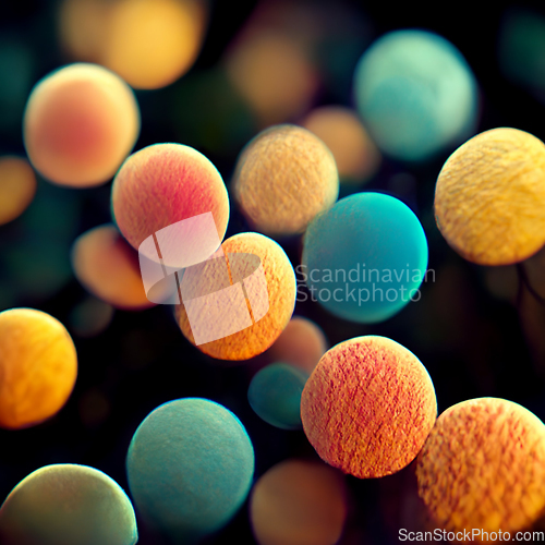 Image of Abstract colorful background surface. Fantastic foam with sphere