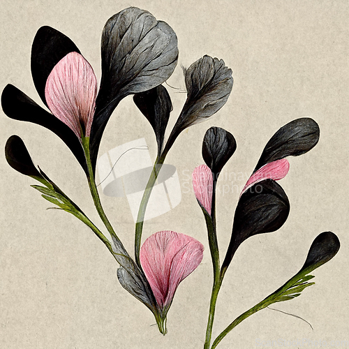 Image of Grey and pink abstract flower Illustration.