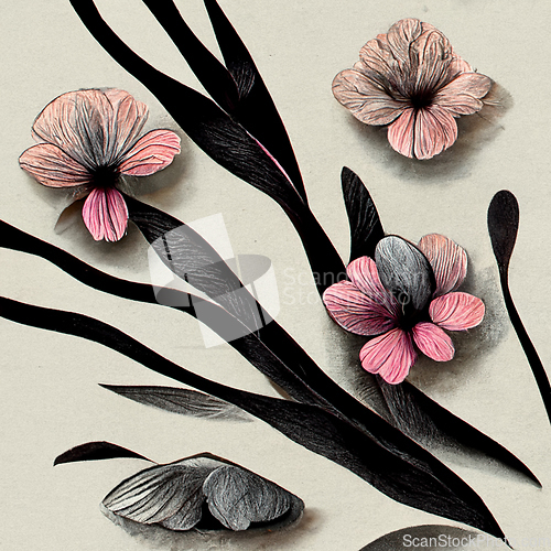 Image of Grey and pink abstract flower Illustration.