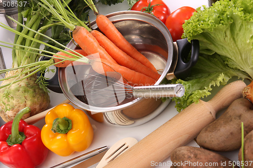 Image of preparing lunch and vegetables