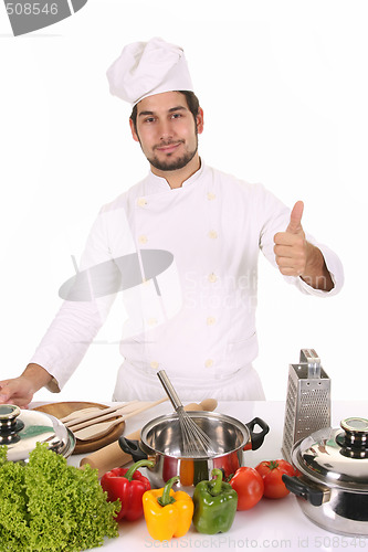 Image of young chef preparing lunch 